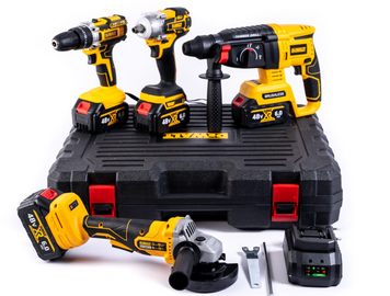 Аккумуляторный набор DeWalt 4в1 48V ( 4 АКБ+ Шуруповерт+ Перфоратор+ Болгарка+Гайковерт )