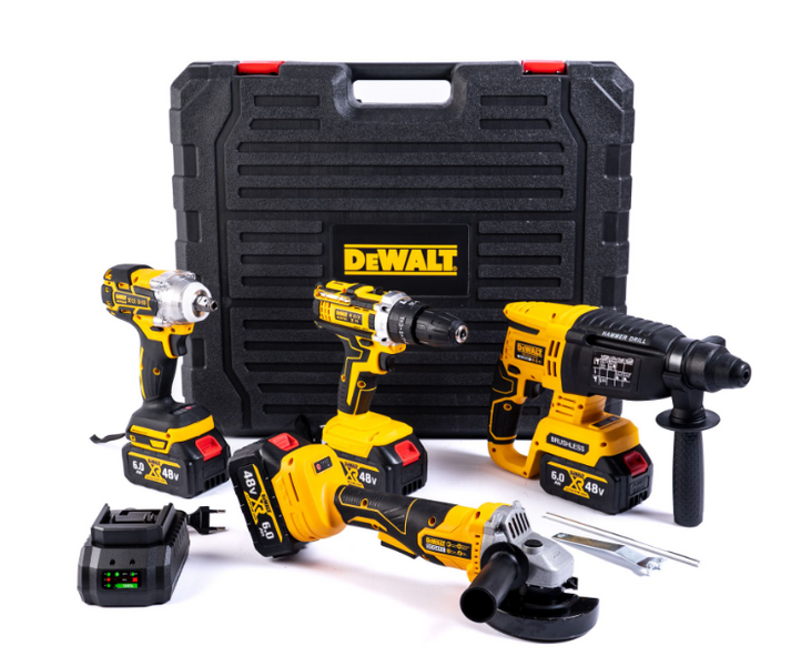 Аккумуляторный набор DeWalt 4в1 48V ( 4 АКБ+ Шуруповерт+ Перфоратор+ Болгарка+Гайковерт )